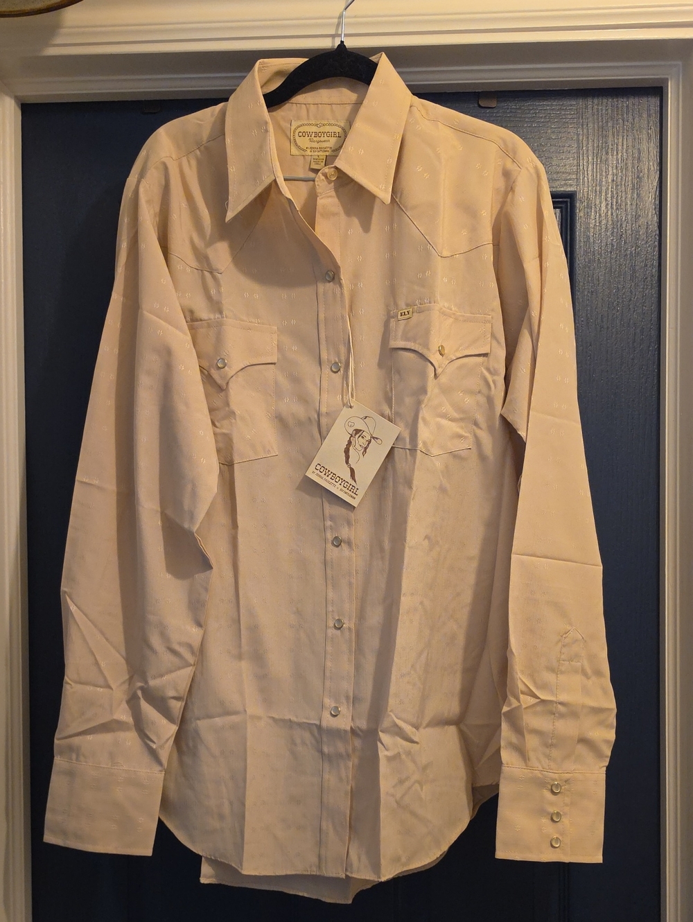 Women's Large Ely Cattleman Light Tan Western Snap Shirt